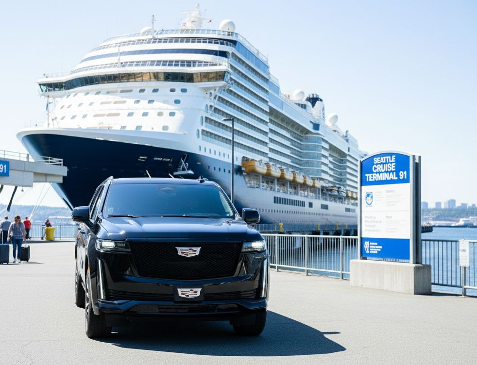 Cruise transfer SUV waiting at Pier 91 Smith Cove Cruise Terminal in Seattle